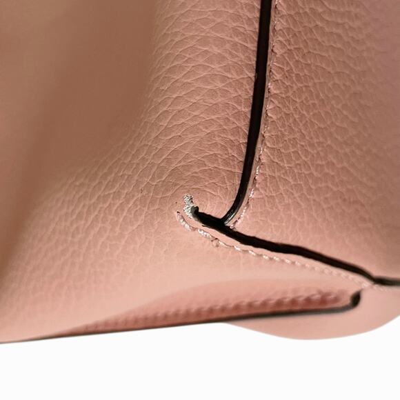 Tory Burch Perry 3 Compartment Tote Bag OS Blush Pink Pebbled Leather Laptop Zip - Picture 5 of 10